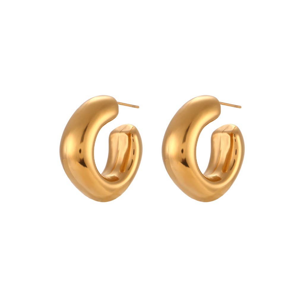 Gold Bubble Square Hoop Earrings