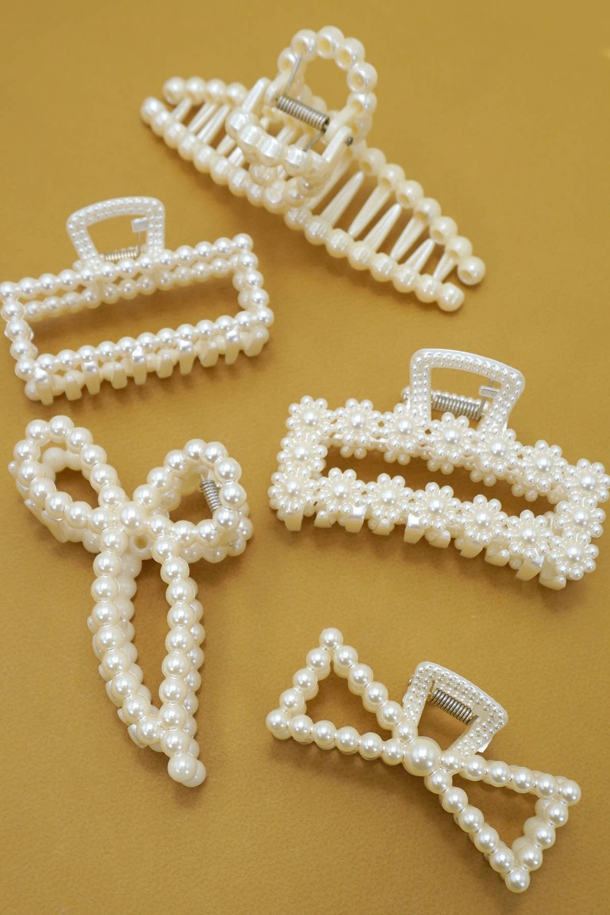 Rectangular Pearl Hair Claw Clip