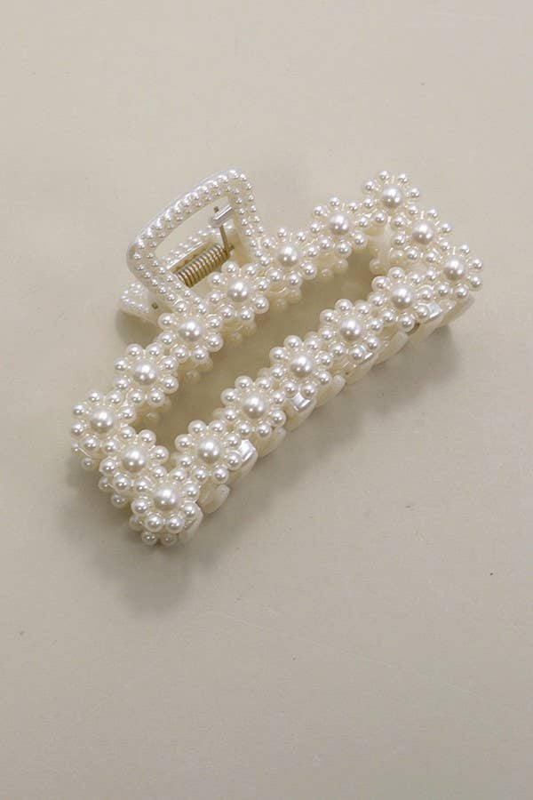 Rectangular Pearl Hair Claw Clip