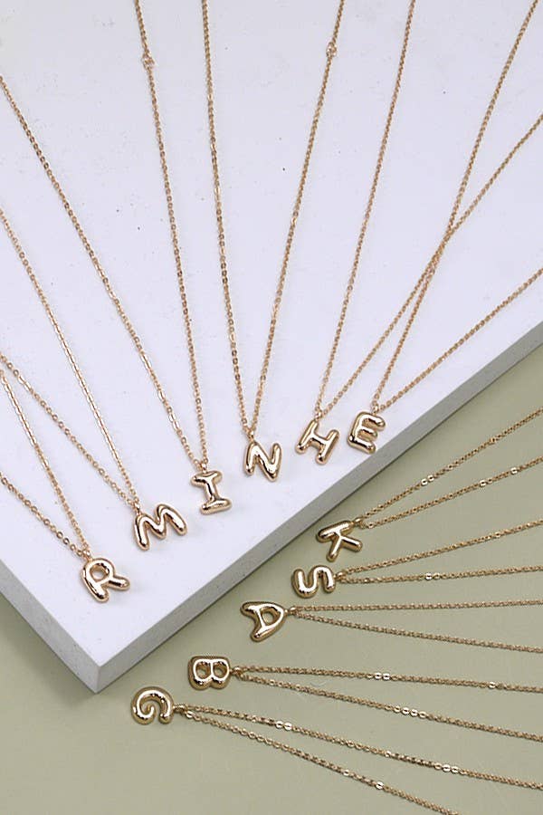 Gold Bubble Initial Necklace