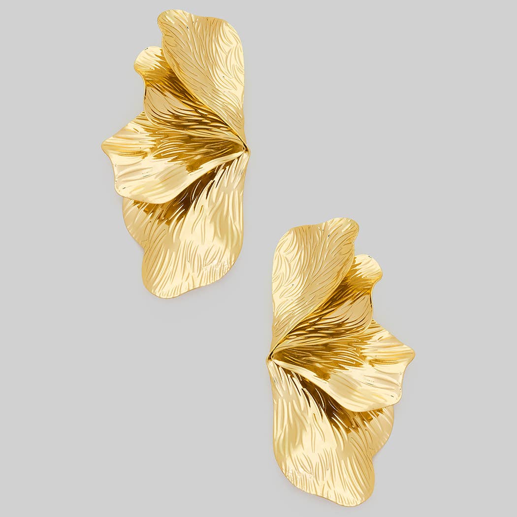 Leaf Petal Drop Gold Earrings